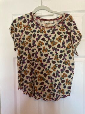 NATURAL LIFE Lily Cotton Short Sleeve Tee Shirt - Tossed Blossoms, Size Large